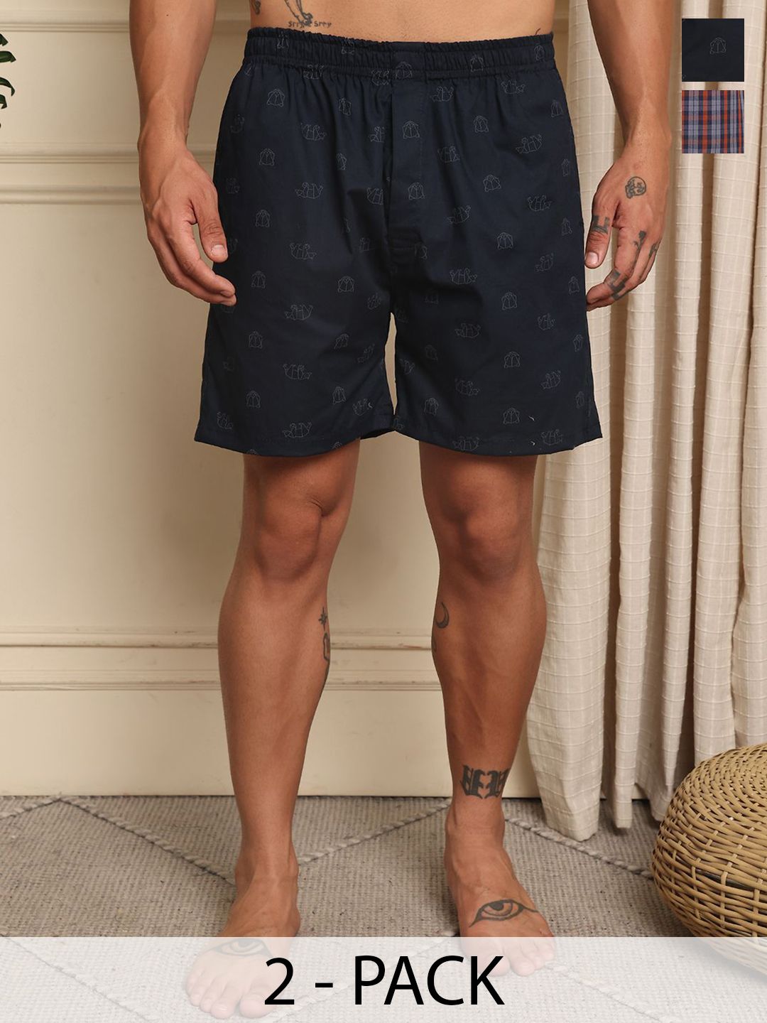 Mast & Harbour Pack Of 2 Printed Cotton Boxers BOXCOM27-S-picture-27