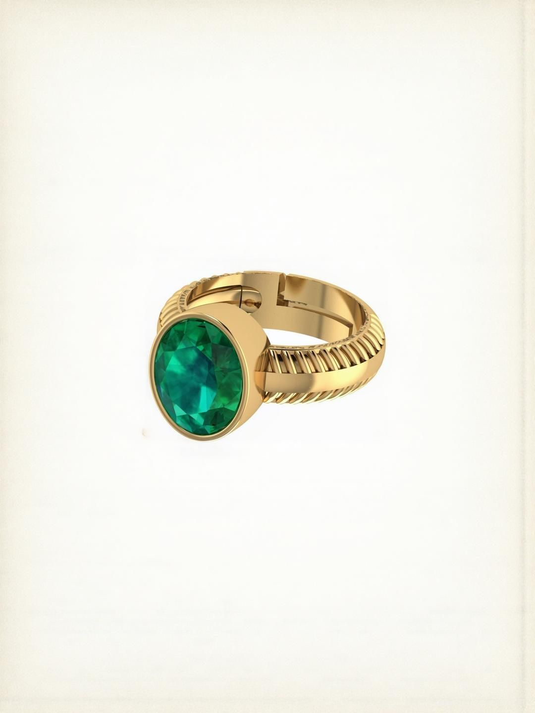 sidharth gems jemskart 10.25 KT Emerald Panchdhatu Gold Plated Adjustable Brass-picture-13