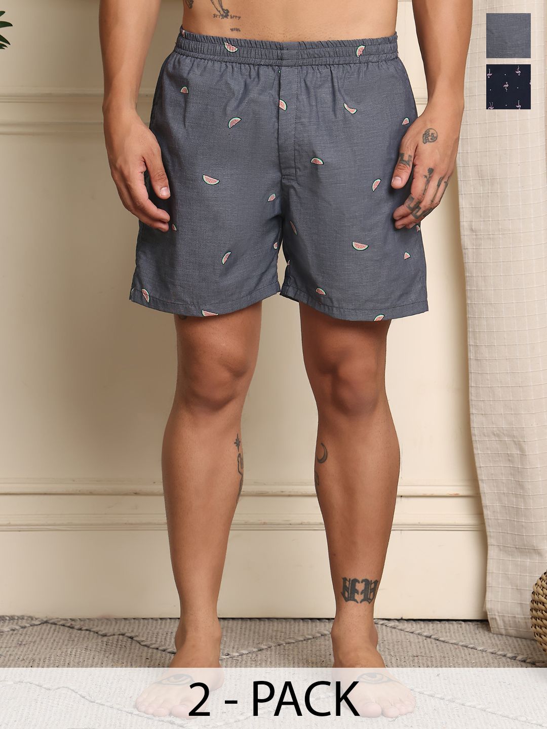 Mast & Harbour Pack Of 2 Printed Cotton Boxers BOXCOM148-S-picture-30