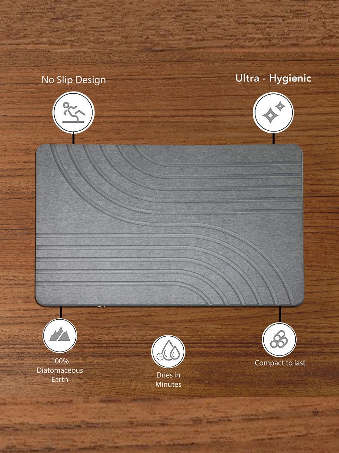 Black gold Grey Textured Anti-Skid Bath Rug-image-18