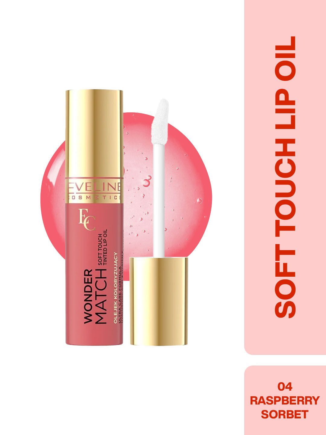 Eveline Cosmetics Wonder Match Soft Touch Lip Oil - 5 ml - Raspberry Sorbet 04-picture-30