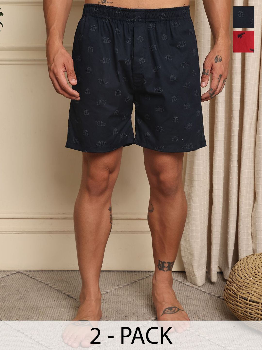 Mast & Harbour Pack Of 2 Printed Pure Cotton Boxer BOXCOM138-S-picture-33