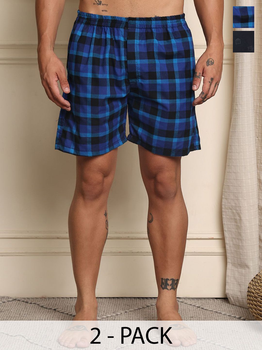 Mast & Harbour Pack Of 2 Printed Super Pure Combed Mercerized Cotton Boxers - BOXCOM56-S-picture-37