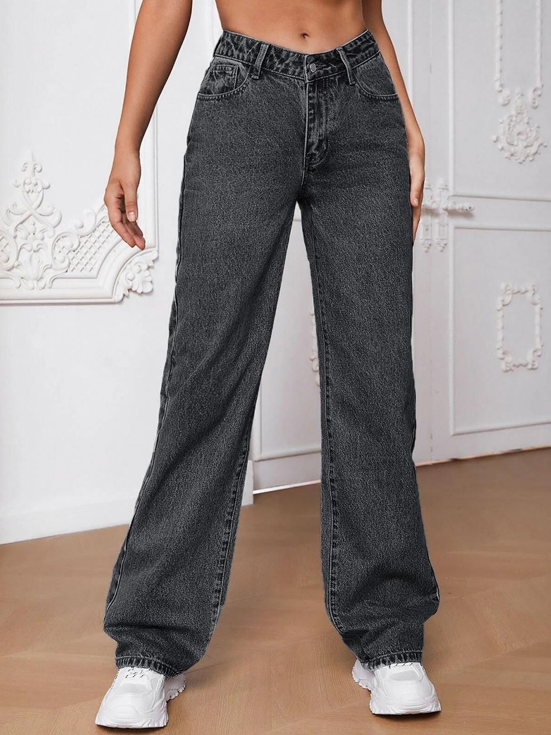 Stylecast X Kotty Women Straight Fit High-Rise Mildly Distressed Stretchable Jeans-picture-30