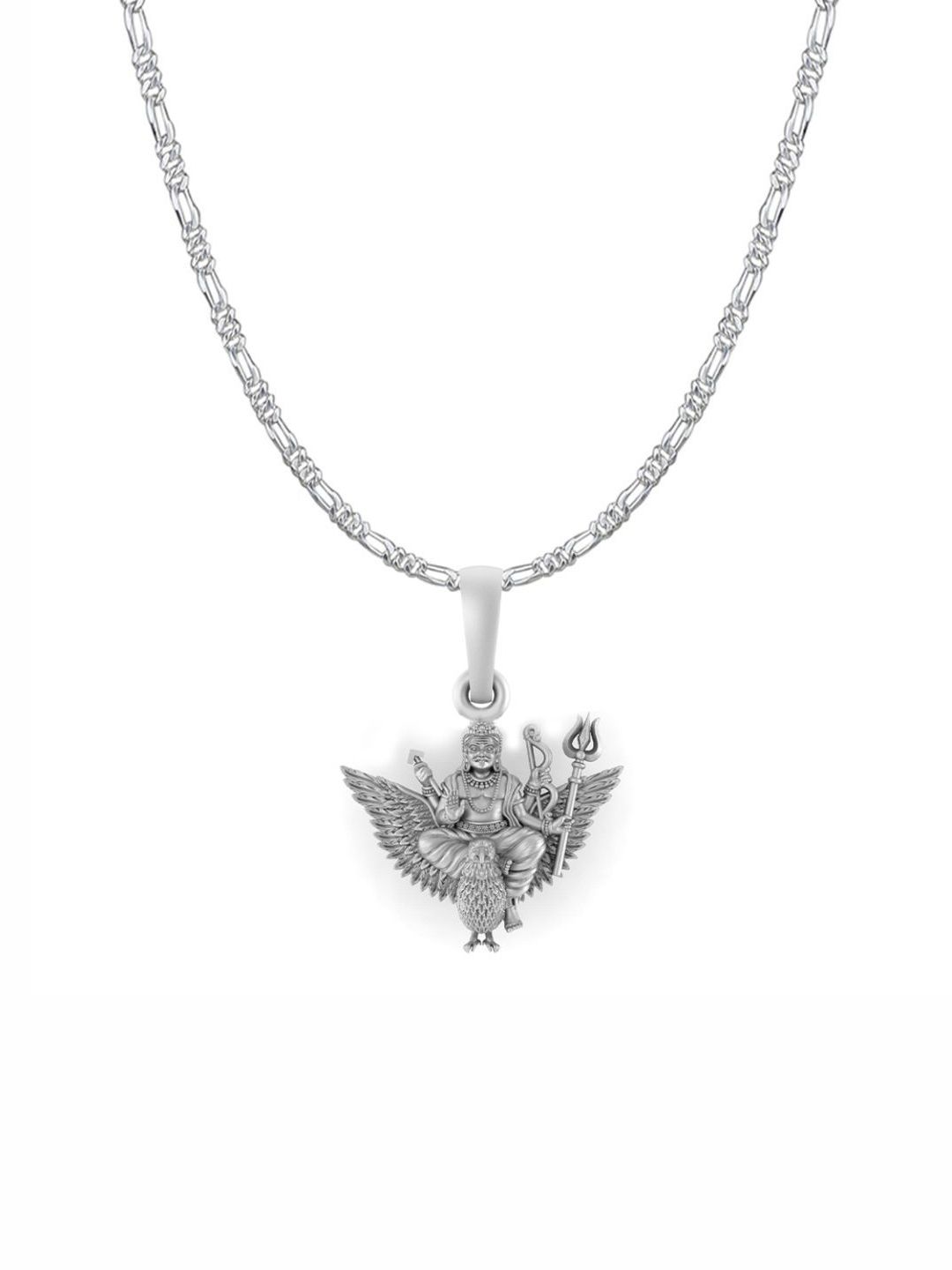 AKSHAT SAPPHIRE 925 Sterling Silver Shani Dev Pendant with Figaro Chain-picture-21