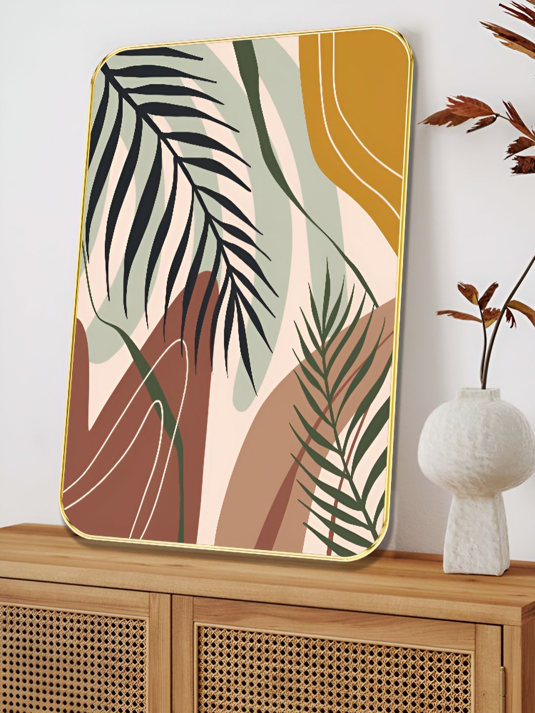 SAF Pink & Black 1 Piece Wood Floral and Botanical Wall Paintings-picture-11