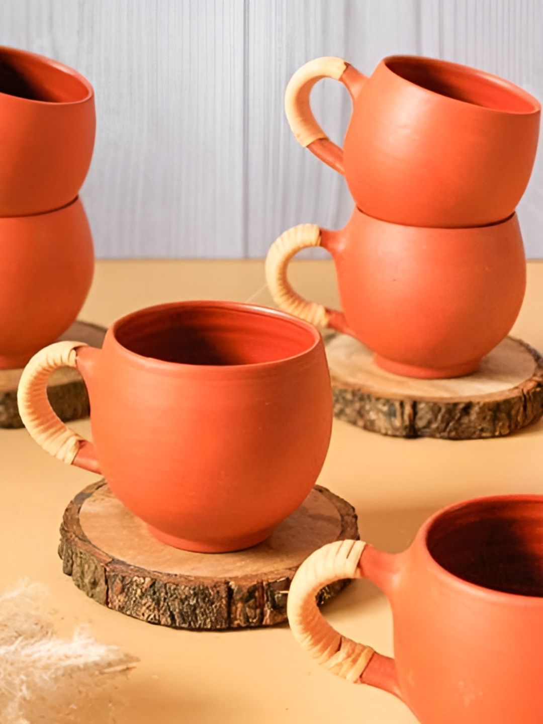 Rare Planet Brown 6 Pieces Ceramic Terracotta Chai & Tea Cup-image-36