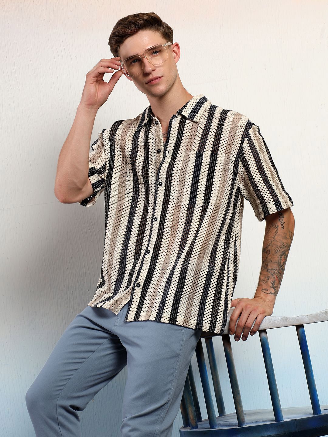 Stylecast X Kotty Men Relaxed Stripes Striped Casual Shirt-image-42