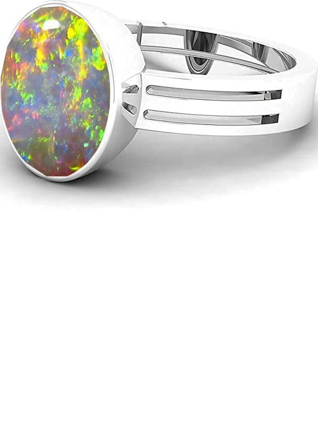 Sidharth Gems 7.25 Ratti Opal Silver Plated Adjustable Ring-picture-15
