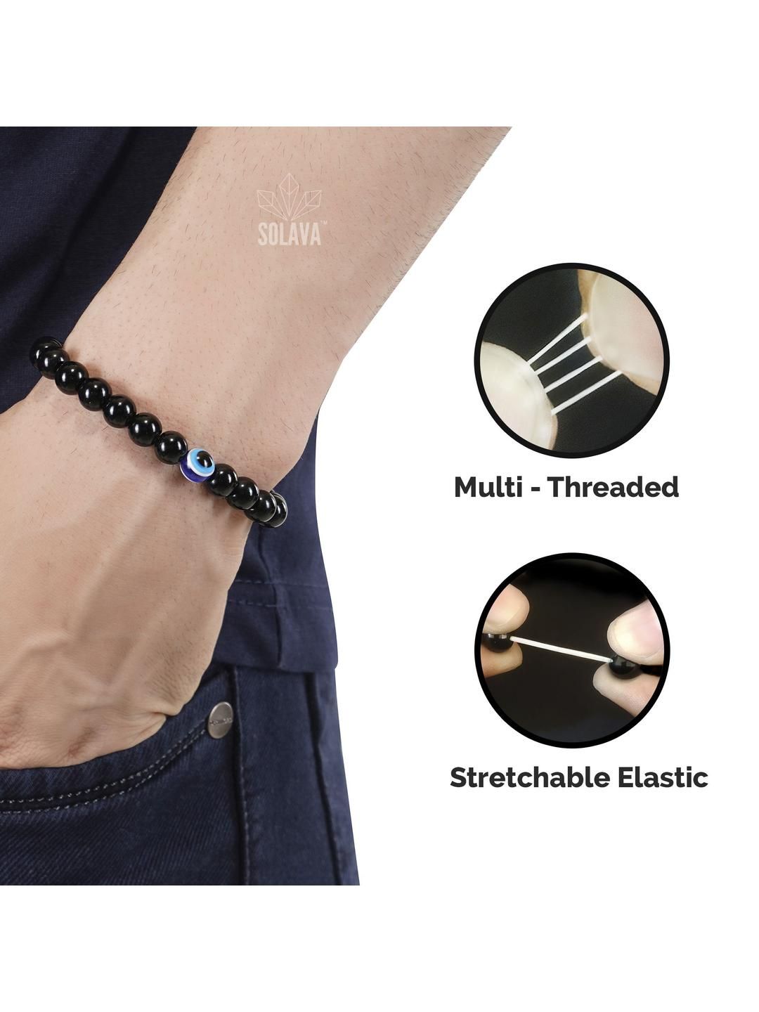 SOLAVA Unisex Fabric Elasticated Bracelet