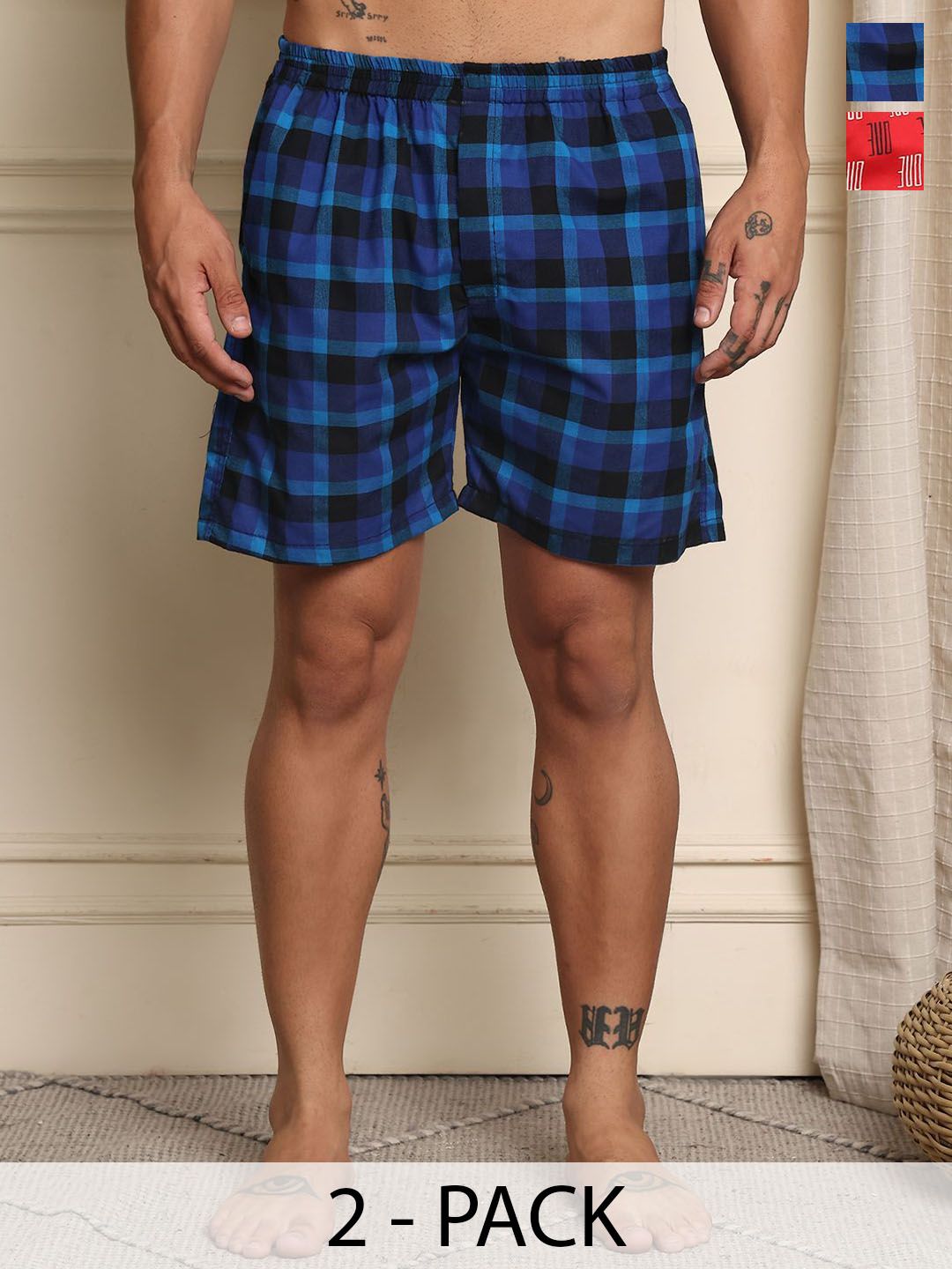 Mast & Harbour Pack Of 2 Printed Cotton Boxers BOXCOM61-S-image-47