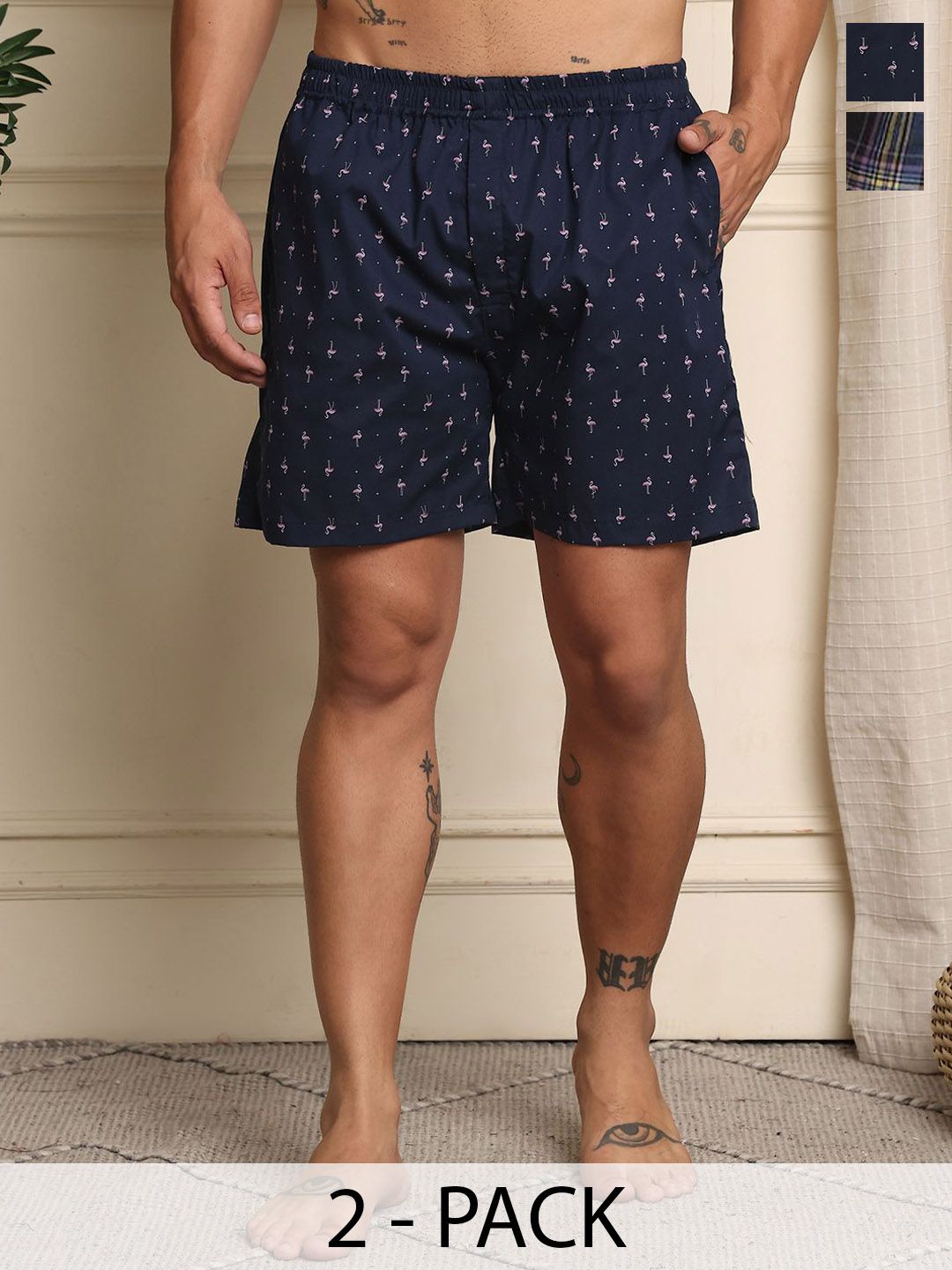 Mast & Harbour Pack Of 2 Printed Cotton Boxers BOXCOM84-S-picture-15