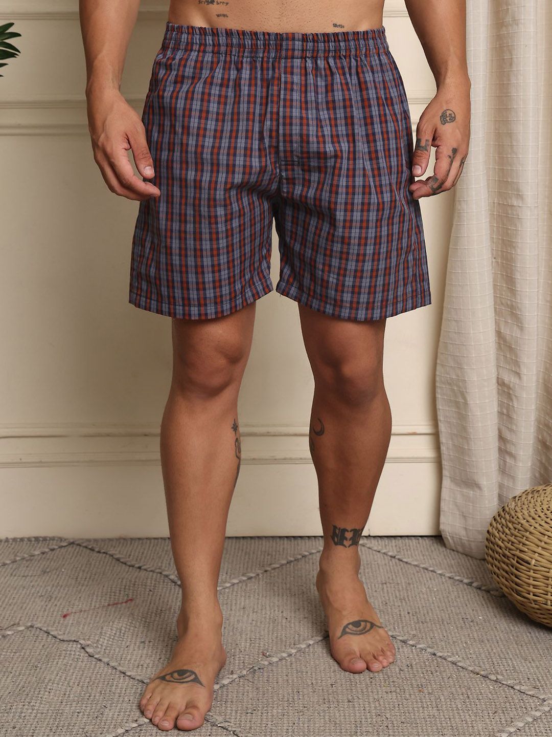 Mast & Harbour Checked Super Combed Cotton Boxer B02-S-picture-30