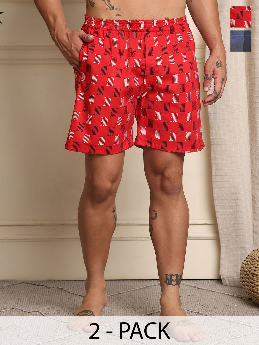 Mast & Harbour Pack Of 2 Printed Super Combed Cotton Boxers BOXCOM131-S-picture-33