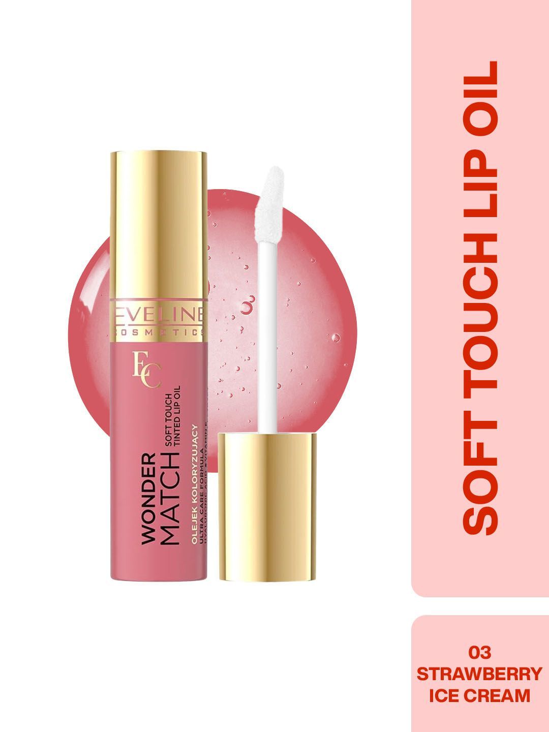 Eveline Cosmetics Wonder Match Soft Touch Lip Oil- 5 ml- Strawberry Ice Cream 03-picture-22