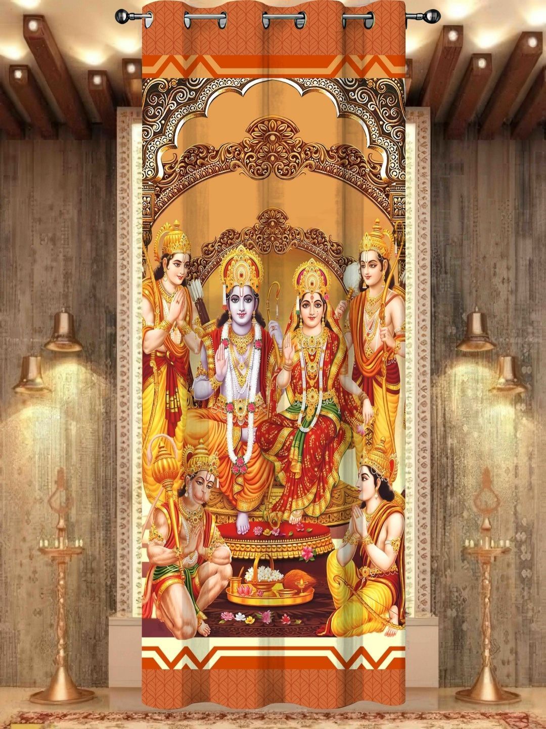 Aura Yellow & Red Door Curtain-image-0