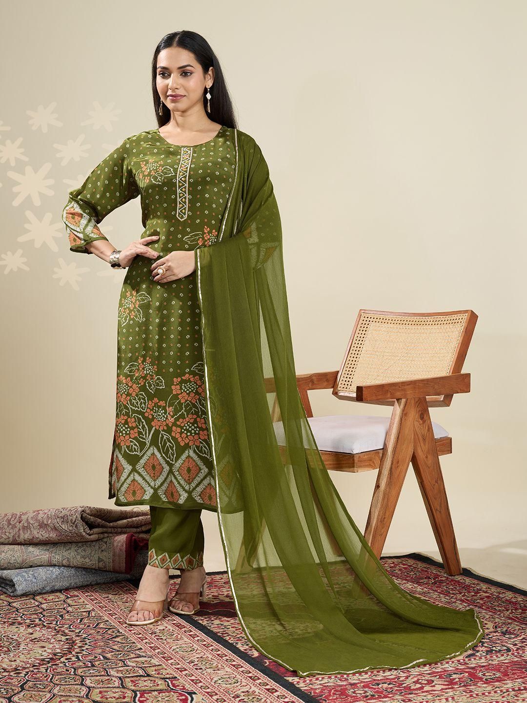 KALINI Bandhani Printed Embroidered Kurta Set