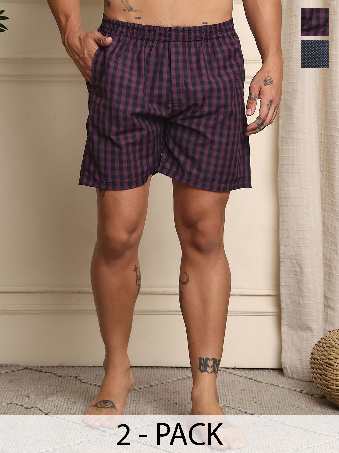 Mast & Harbour Pack Of 2 Printed Super Pure Combed Mercerized Cotton Boxers - BOXCOM104-S-picture-18