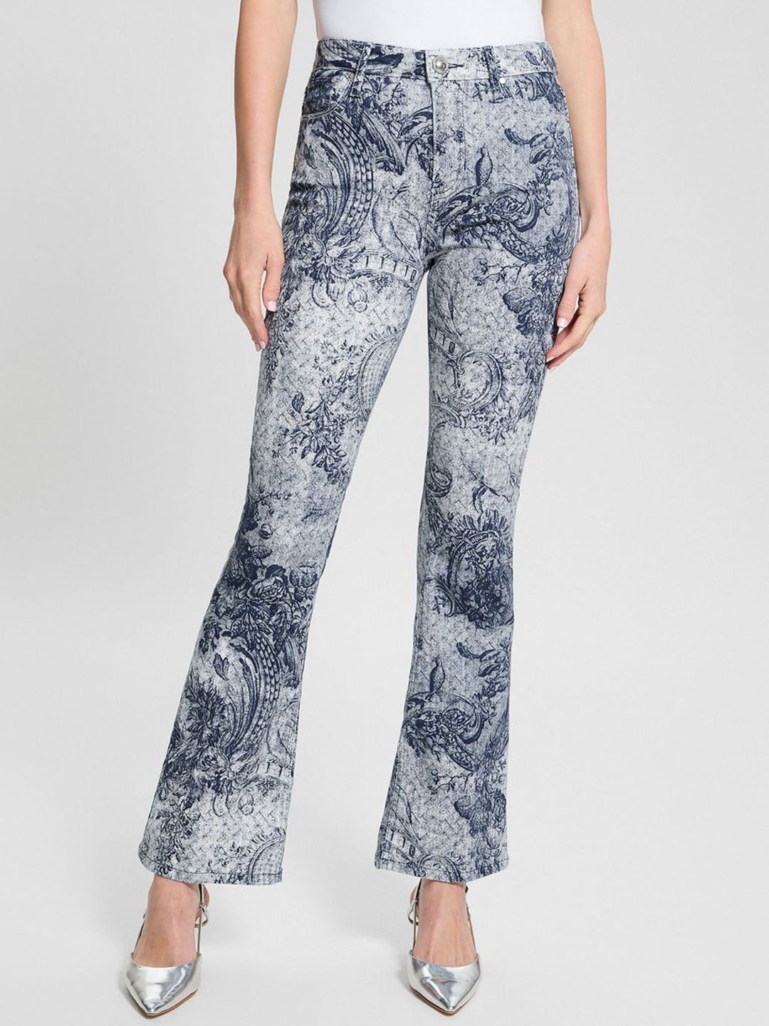 GUESS Women Printed Bootcut High-Rise Jeans-picture-15