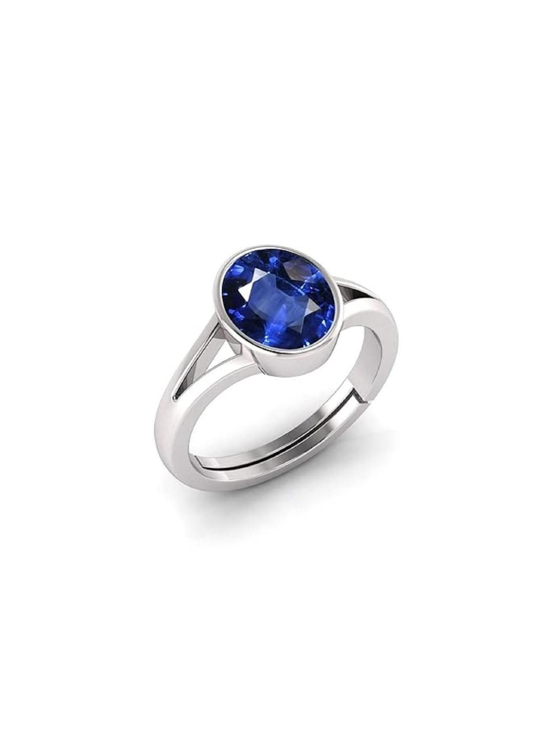 Sidharth Gems Brass Sapphire Silver Plated Ring-picture-10