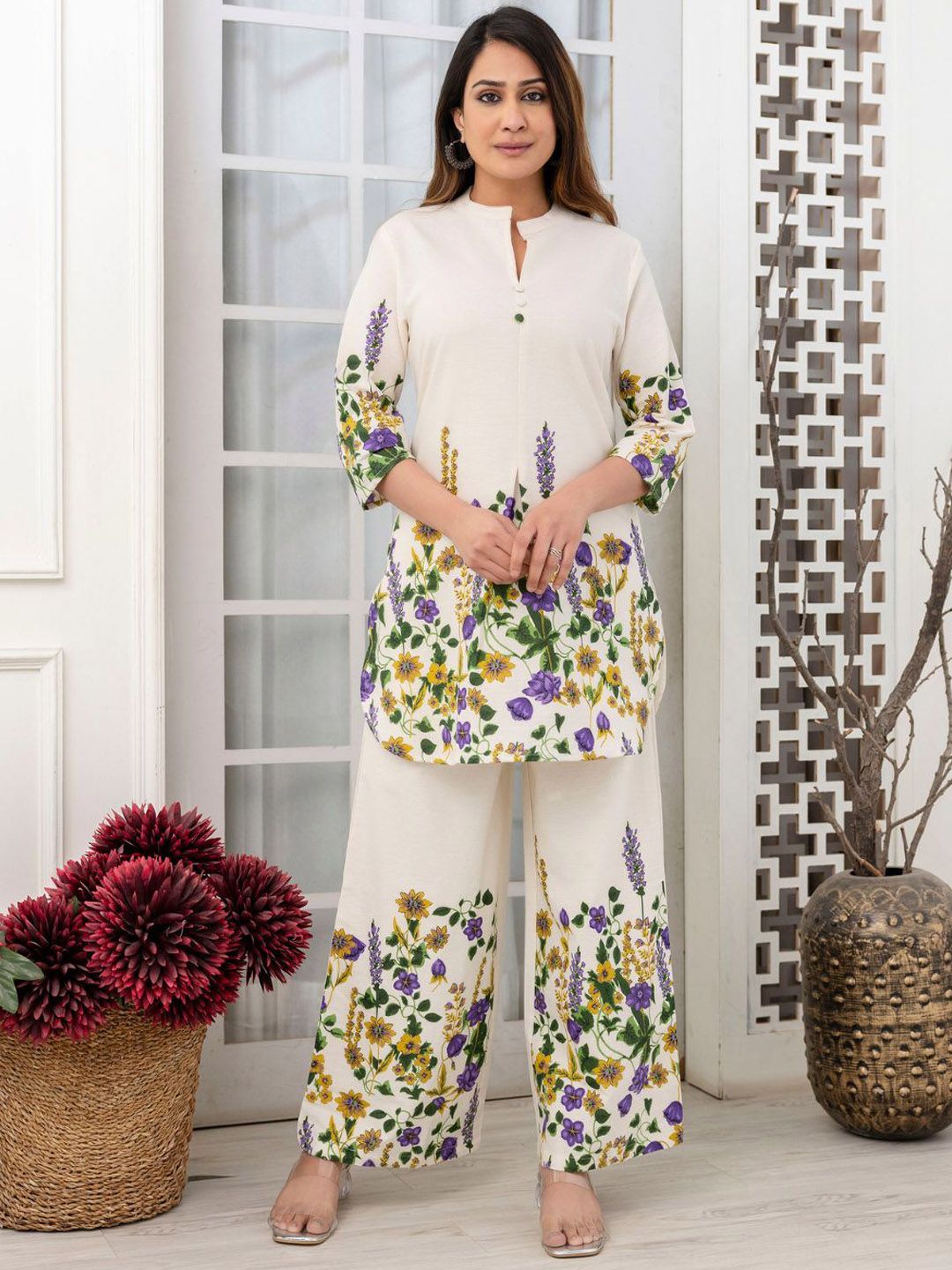 ETC Floral Printed Tunic & Palazzos Co-Ord Set