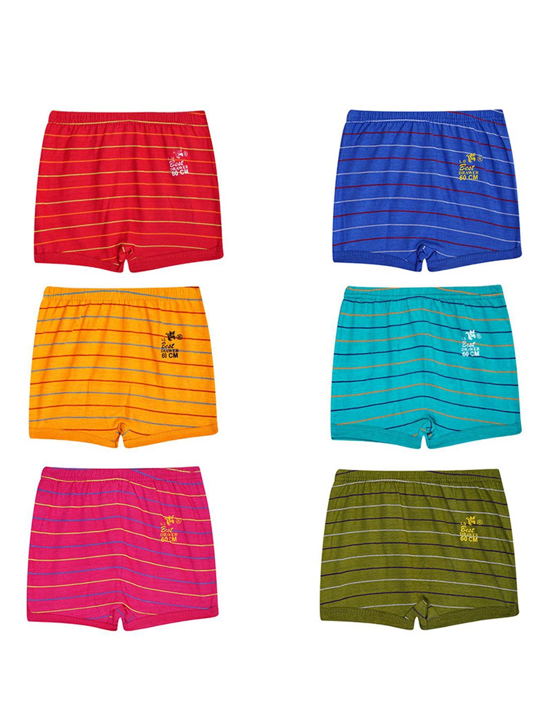 YELLOWDELIGHT Pack Of 6 Striped Cotton Boy Shorts YD 807 Naya (g) lte strp dr 0-6m-6p-picture-45