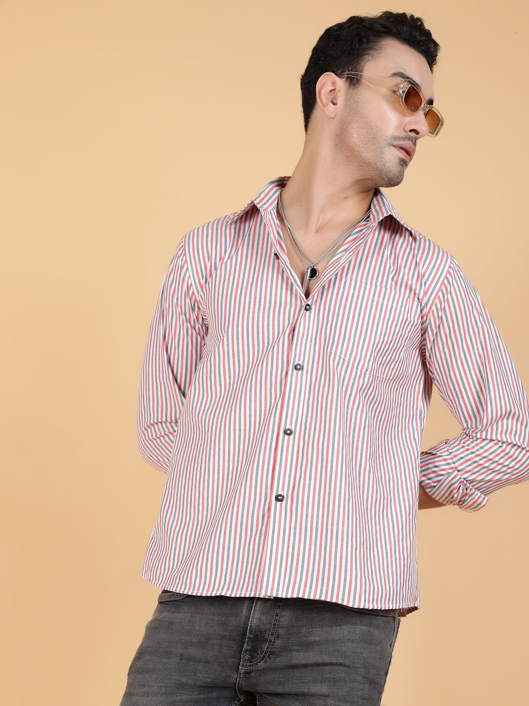 Stylecast X Kotty Men Comfort Multi Stripes Striped Spread Collar Casual Shirt-image-32
