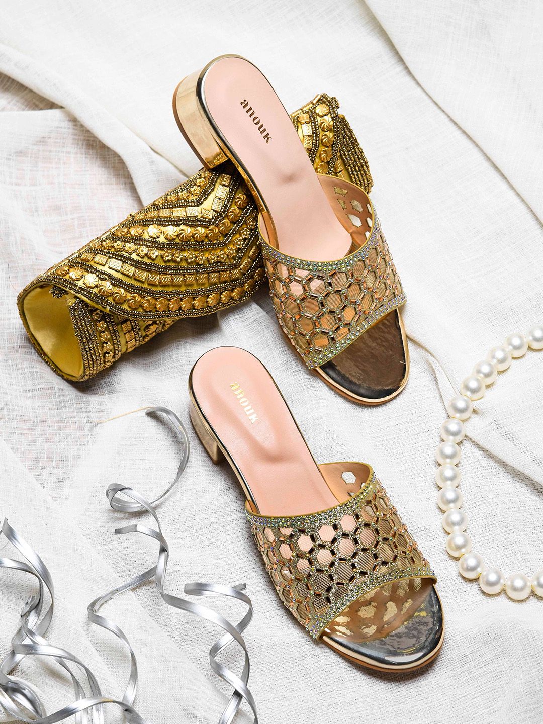 Anouk Women Embellished Ethnic Block Sandals-picture-12