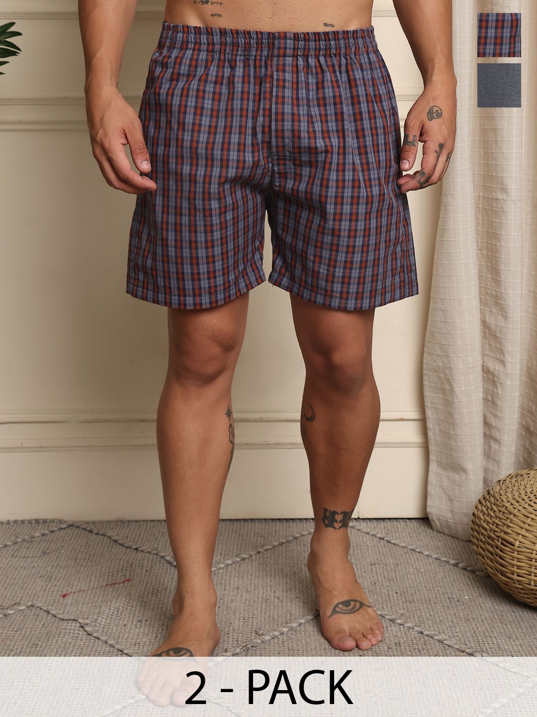 Mast & Harbour Pack Of 2 Printed Super Pure Combed Mercerized Cotton Boxers - BOXCOM31-S-picture-35