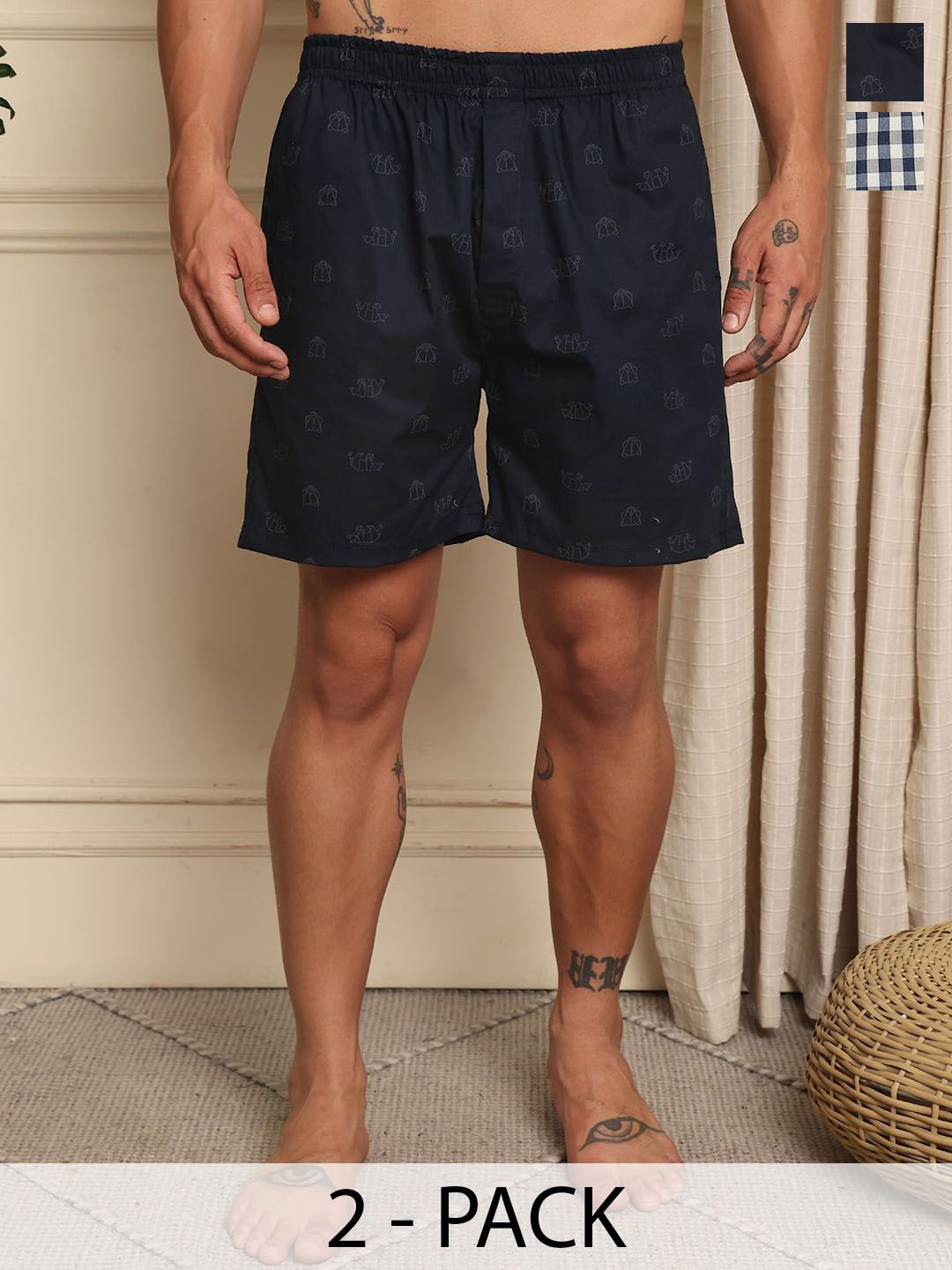 Mast & Harbour Pack Of 2 Printed Cotton Boxers BOXCOM69-S-picture-23