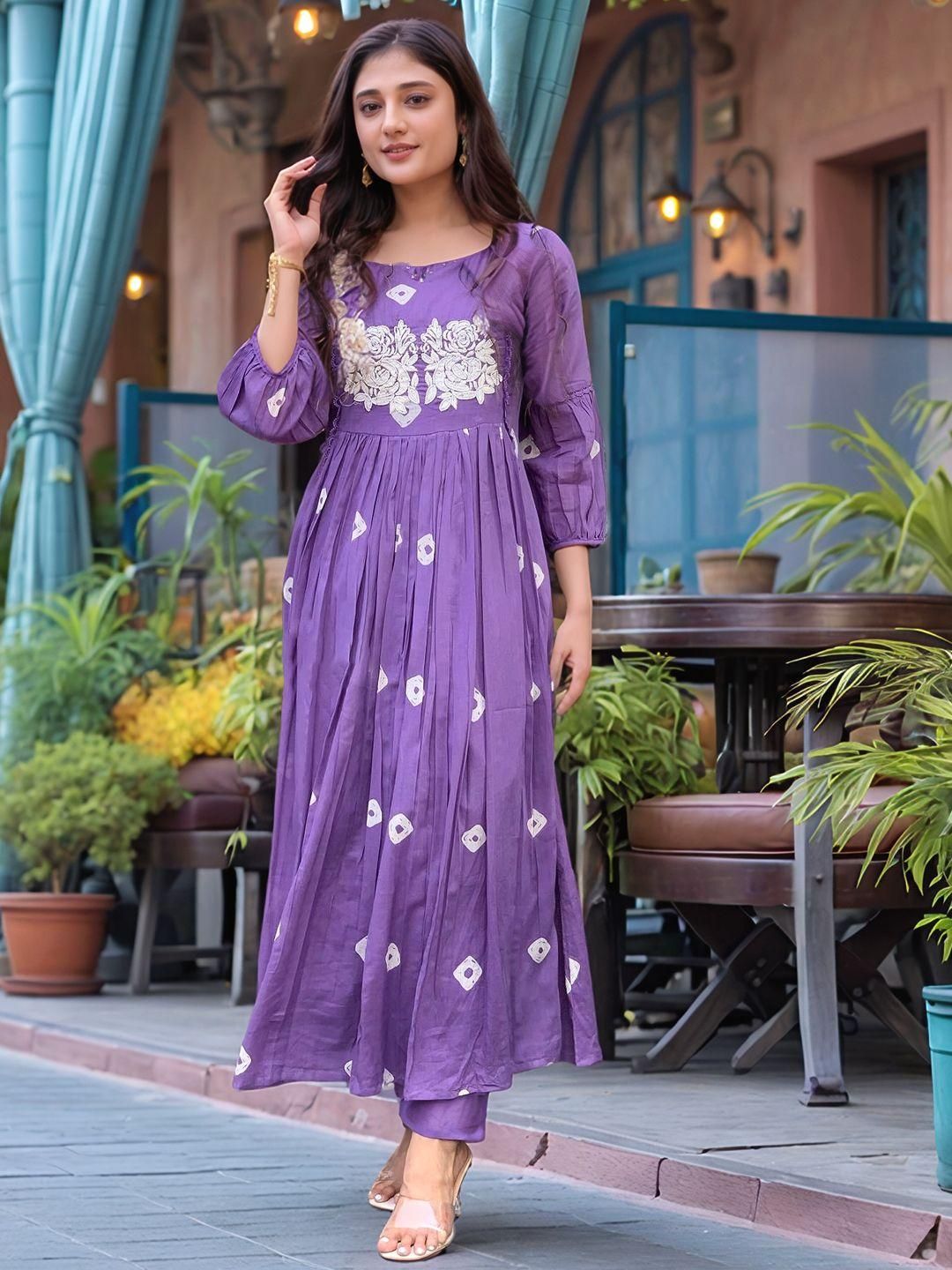 KALINI Women Printed Anarkali Kurta Set