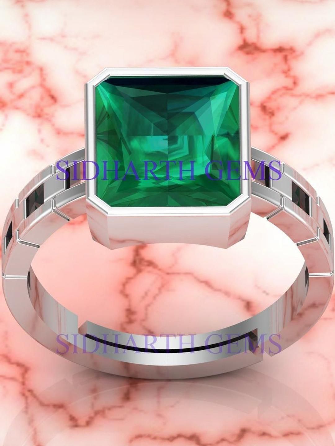 Sidharth Gems 9.25 Ratti 8.50 KT Silver Plated Emerald Panna Panchdhatu Ratan Ring-picture-31