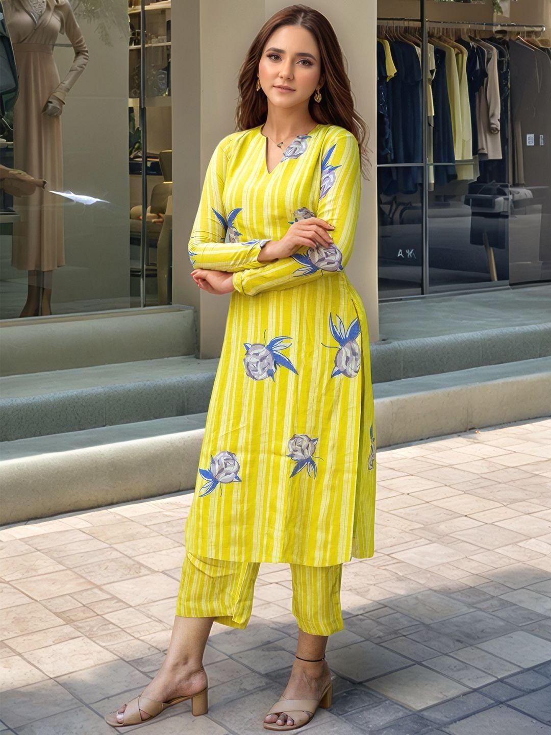 KALINI Women Embroidered Straight Kurta Set