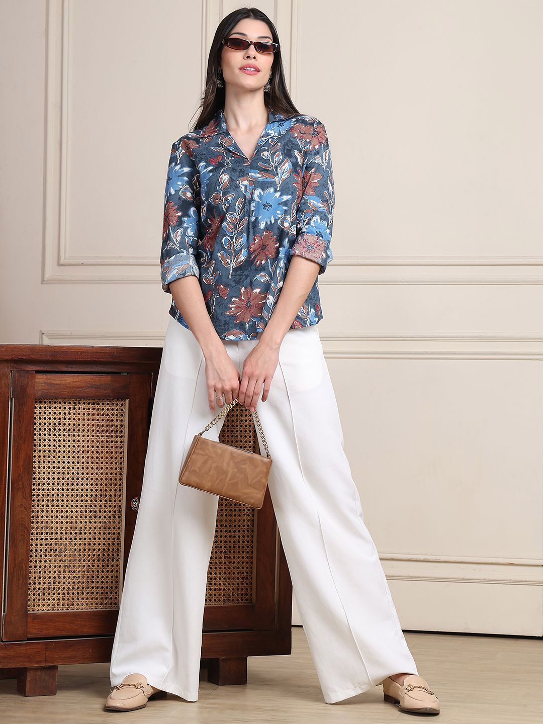 Moda Rapido Women Floral Print Organic Cotton Shirt Style Top-picture-19