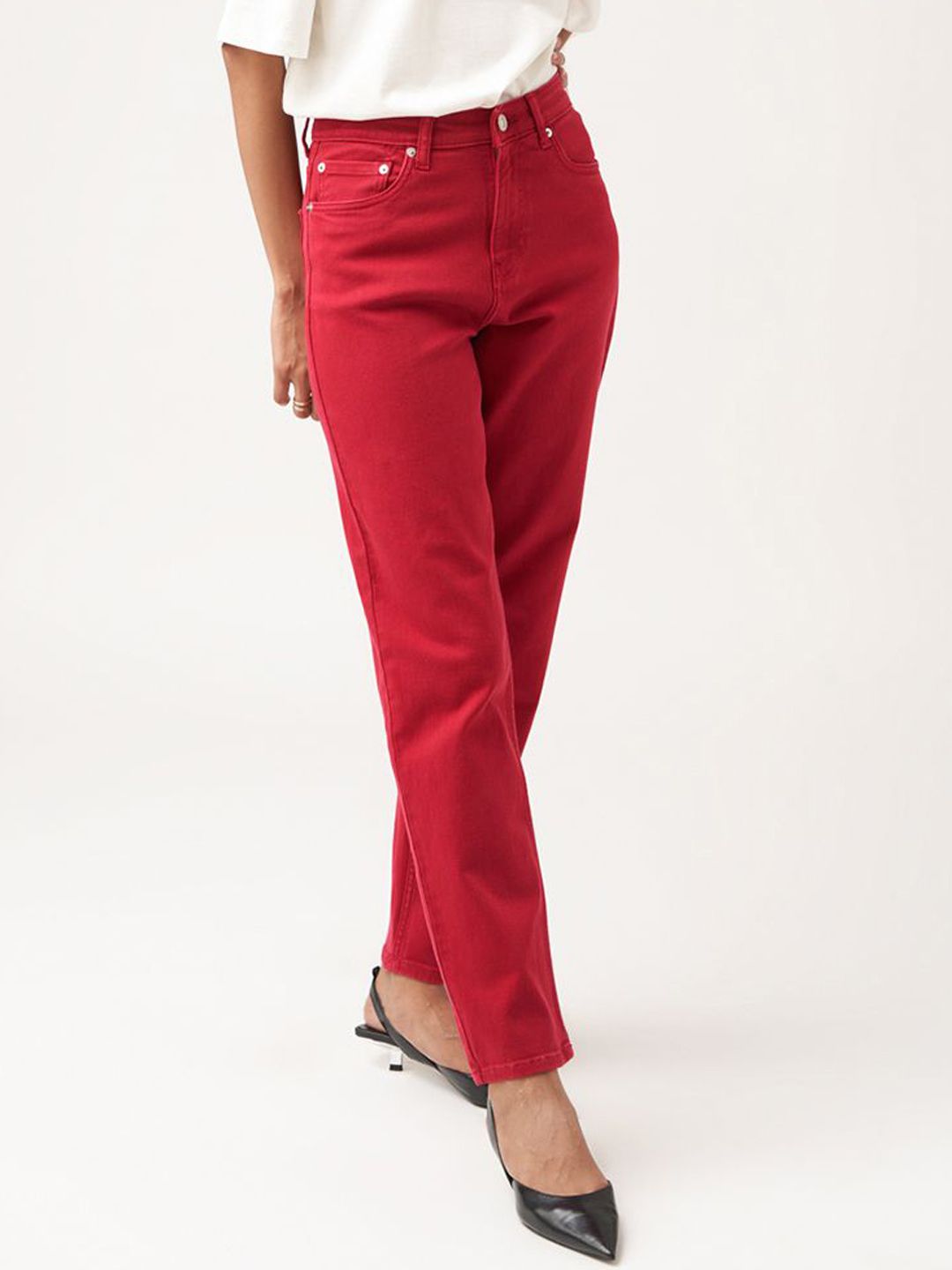 Jolene.club Women Relaxed Fit Mid-Rise Stretchable Jeans