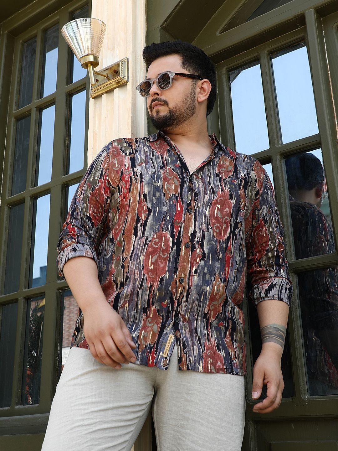 Instafab Plus Men Comfort Abstract Printed Plus Size Casual Shirt-picture-29