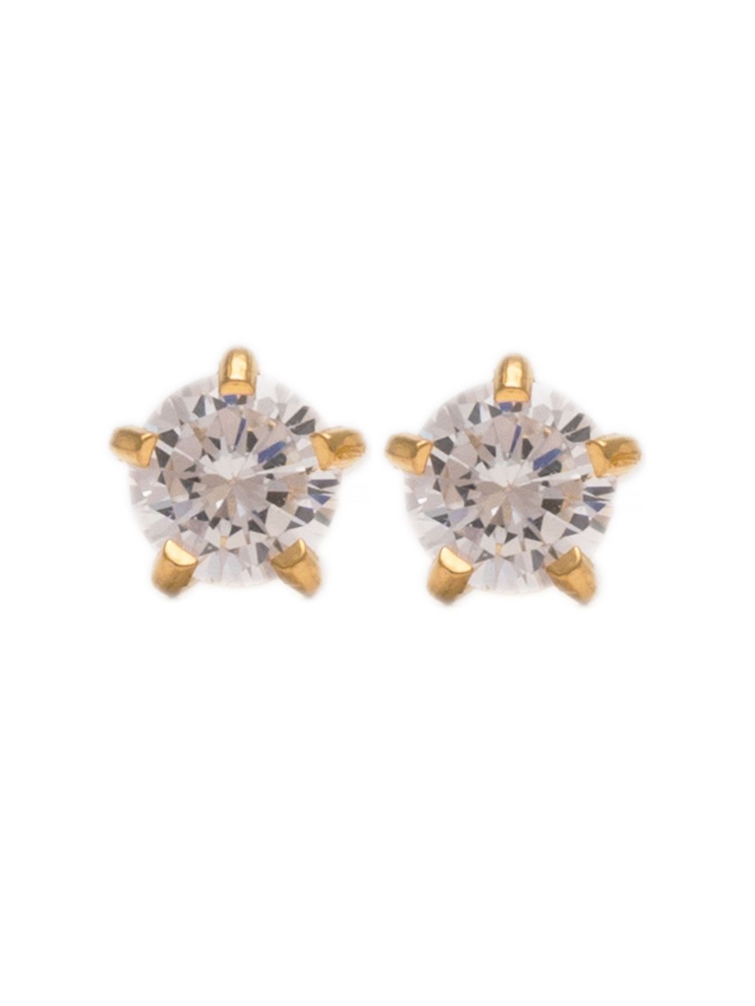 STUDEX 24K Pure Gold Plated Stainless Steel Cubic Zirconia Studded Circular Shaped Studs-picture-35