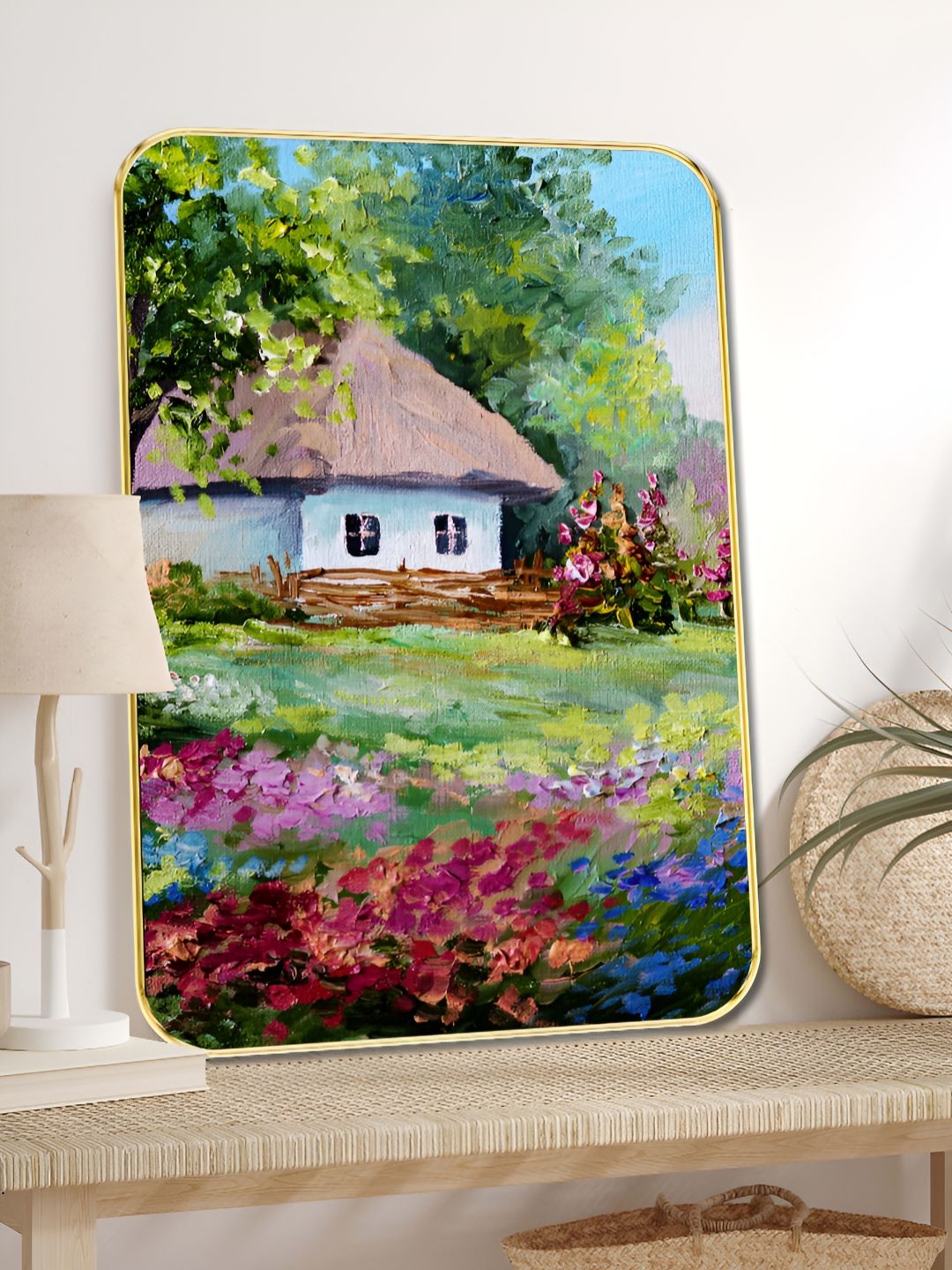 SAF Green & Blue Wood Floral and Botanical Wall Paintings-picture-19