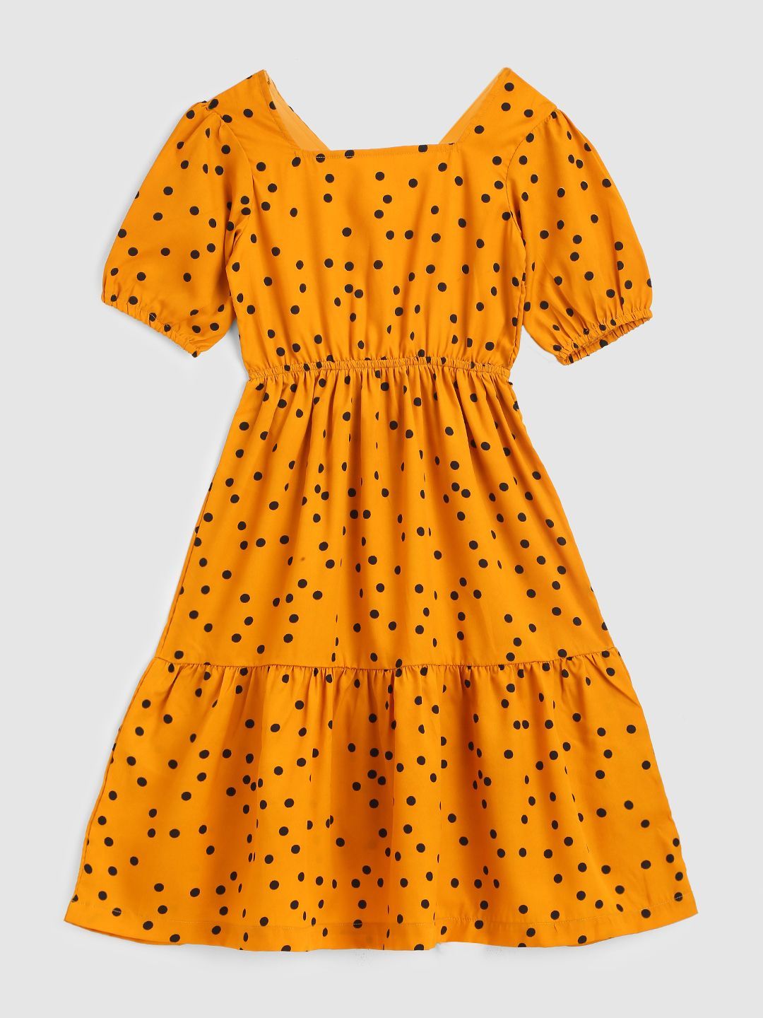 YK Girl Polka Dot Print Puff Sleeve A-Line Dress-picture-30