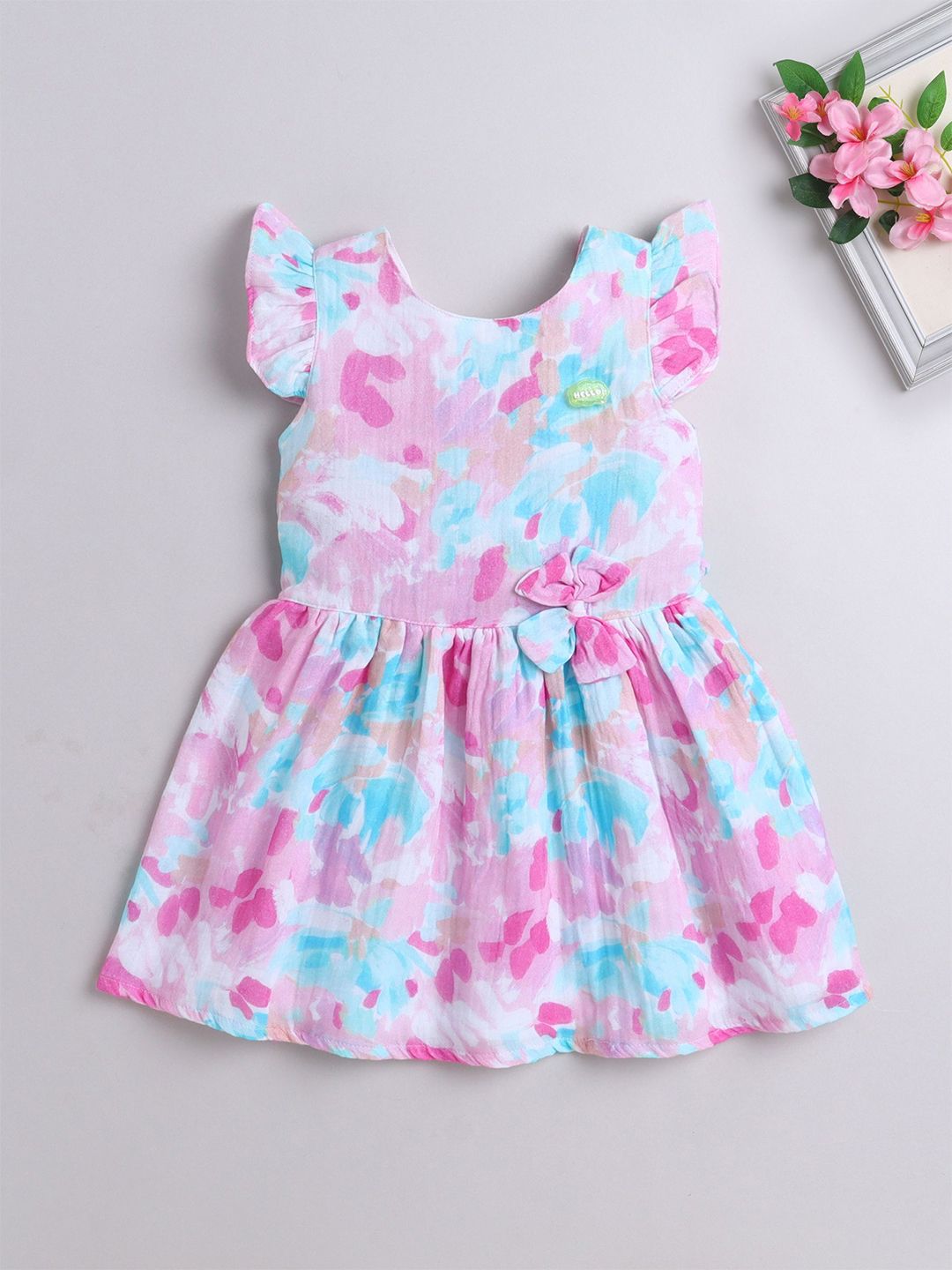 The Magic Wand Girls Floral Print Fit & Flare Sleeveless Knee Length Dress-picture-23