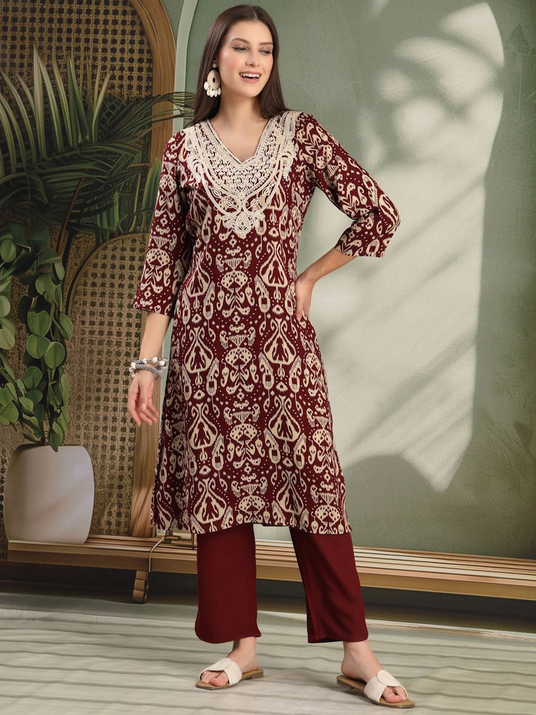 Nayam By Lakshita Women Abstract Printed Kurta with Trousers