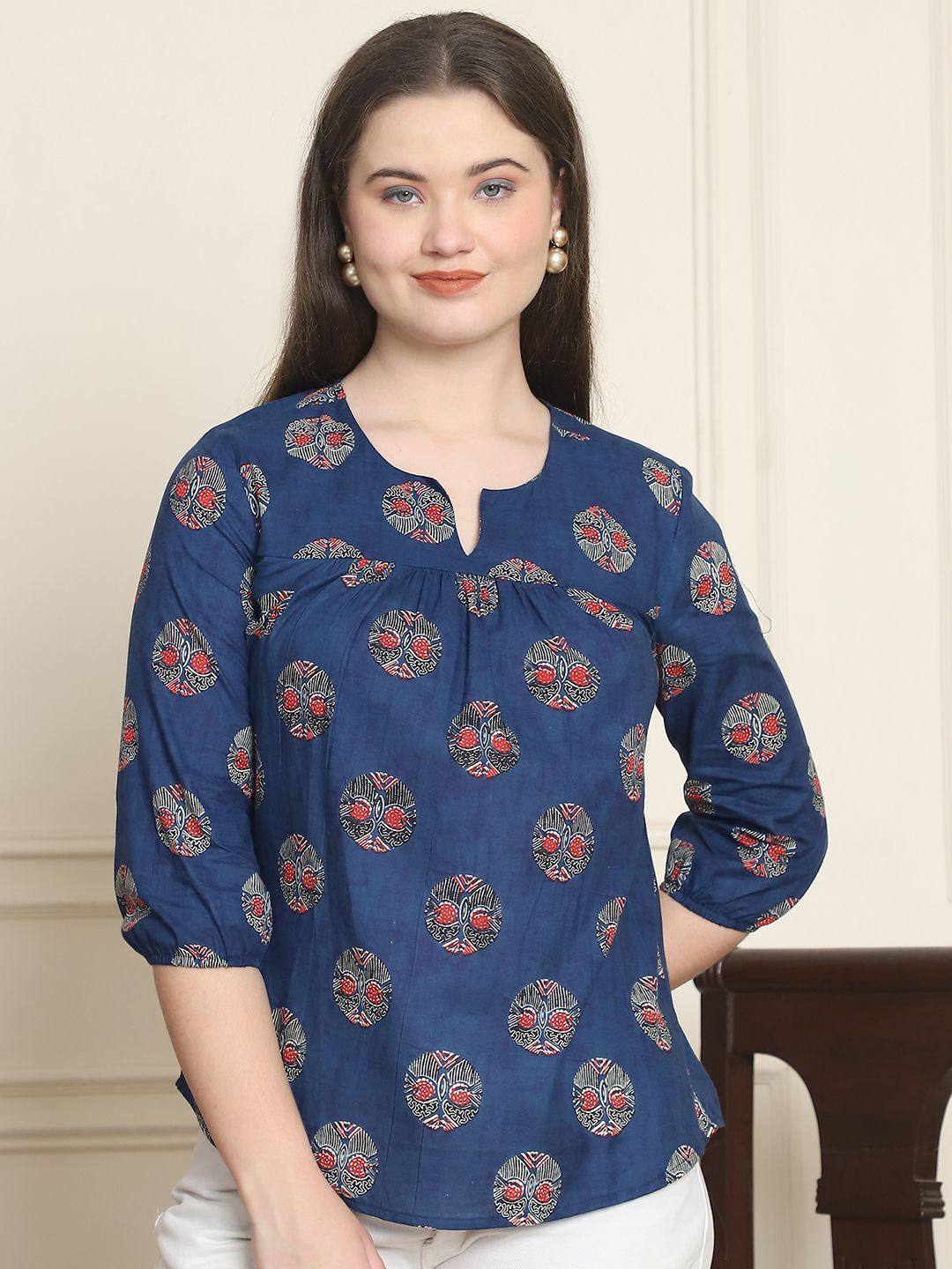 Moda Rapido Women Abstract Print Organic Cotton Top-picture-24