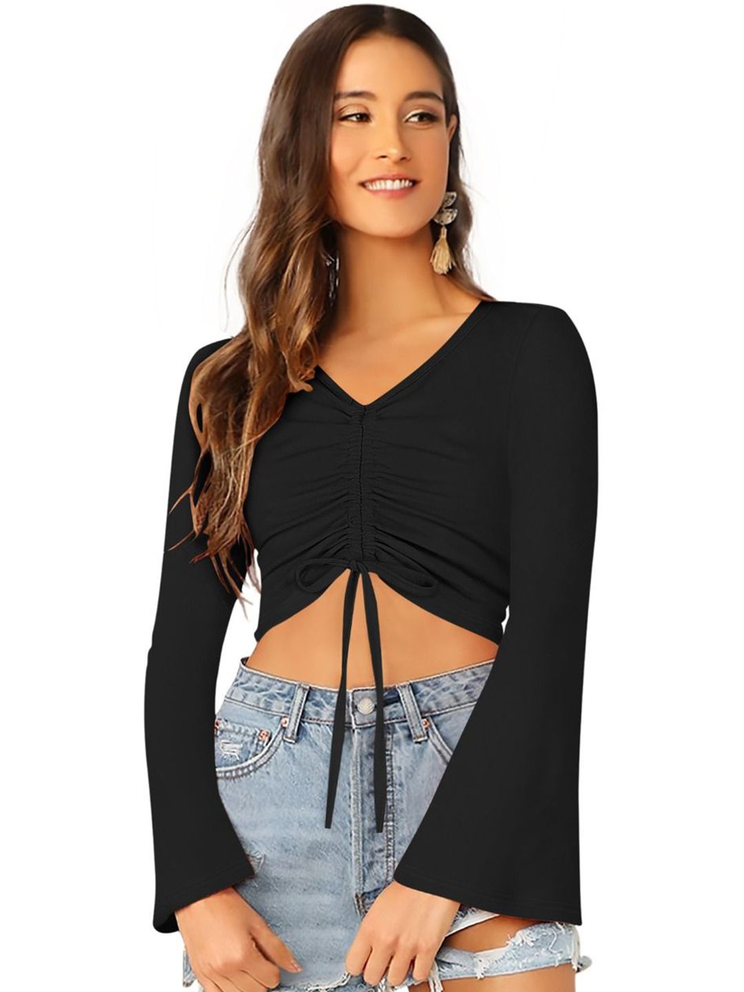 DHRUVIL IMPEX Women Bell Sleeve Crop Top-picture-33