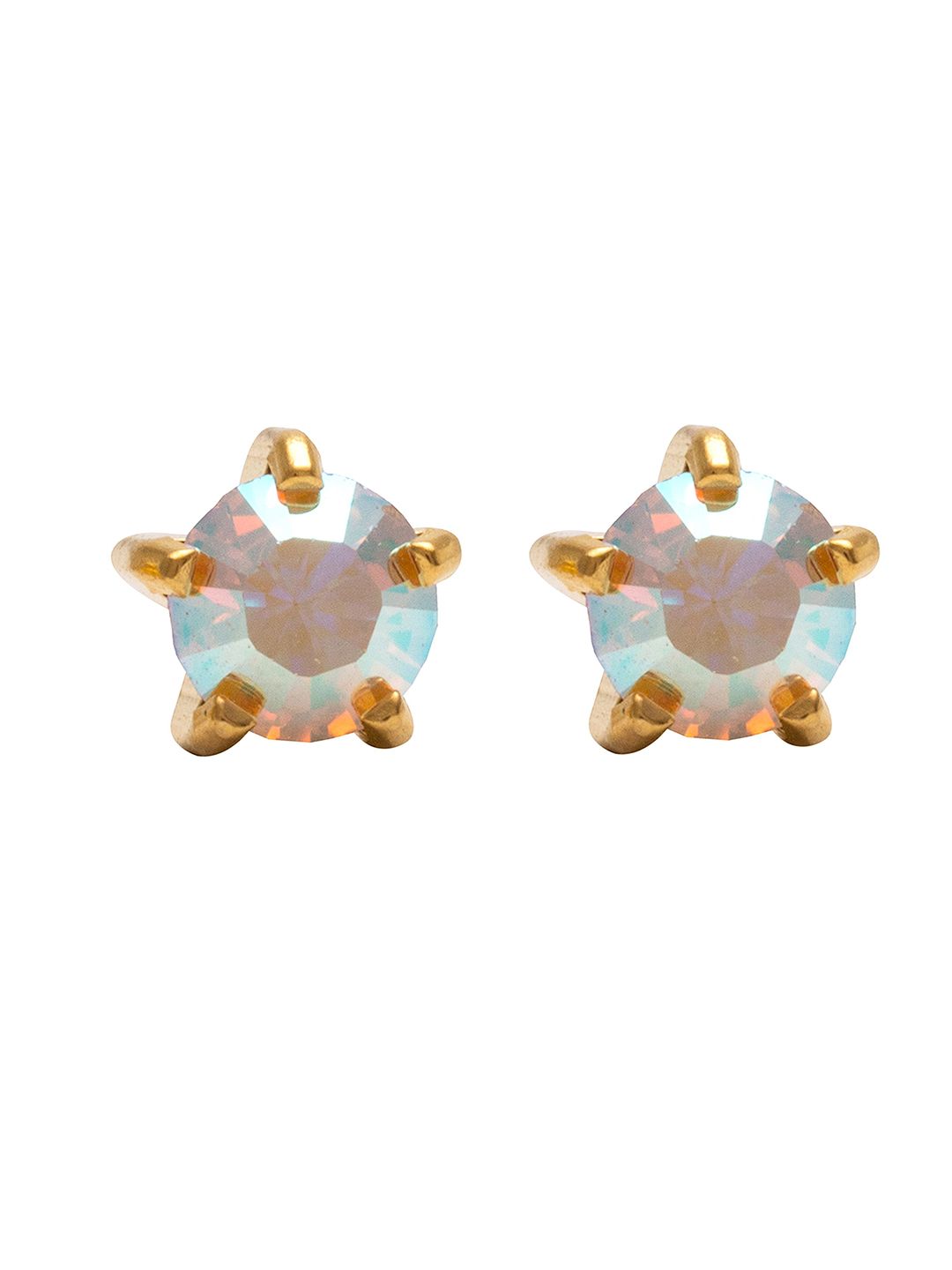 STUDEX Stainless Steel 24K Pure Gold Plated Crystal Studded Circular Shaped Studs-picture-13