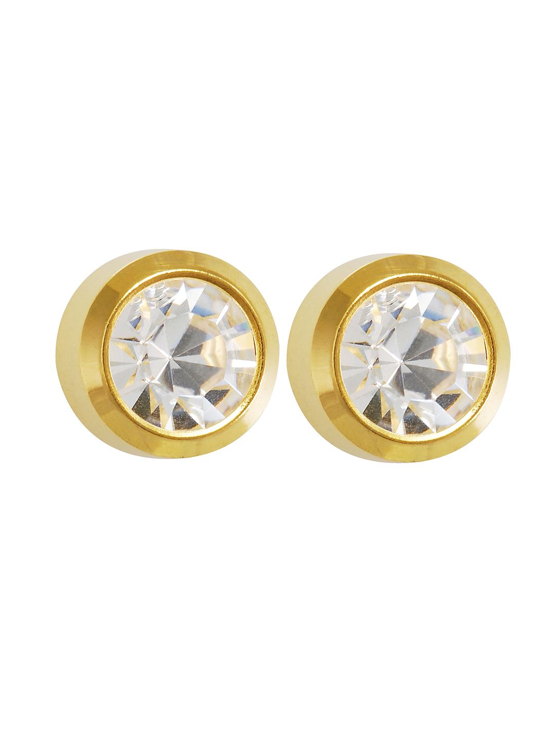 STUDEX Stainless Steel 24K Pure Gold Plated Crystal Studded Circular Shaped Studs-picture-12