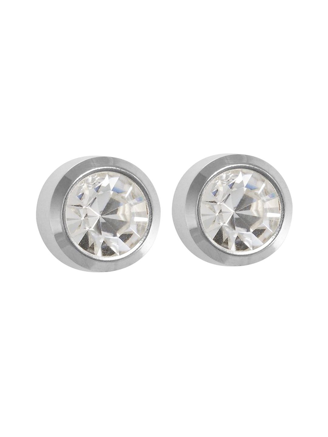 STUDEX Stainless Steel Silver-Plated Crystals Studded Bezel Circular Shaped Studs-picture-17