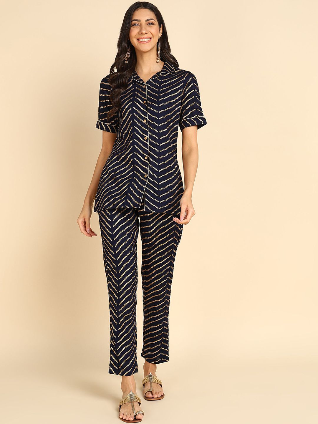 JAIPURI LIBAS Women Ethnic Motifs Printed Shirt & Pyjamas Night suit-picture-42