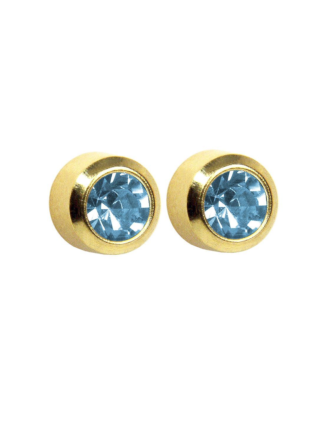 STUDEX 24K Pure Gold Plated Stainless Steel Aquamarine Studded Circular Shaped Studs-picture-22
