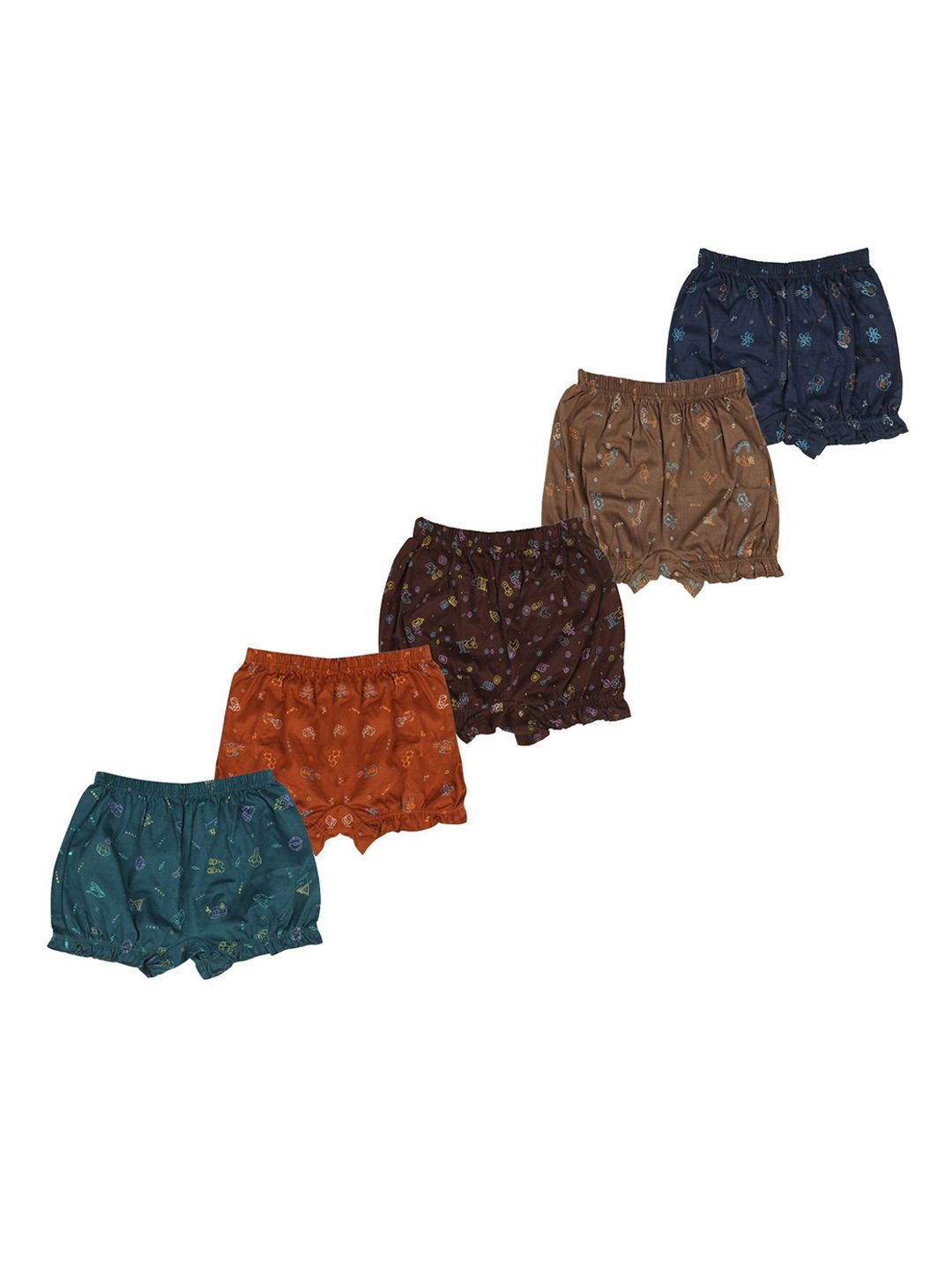VIRUKSHAM Girls Pack of 5 Printed Cotton Hipster Briefs VH 505 Ramvi bloomer 0-6m-5p