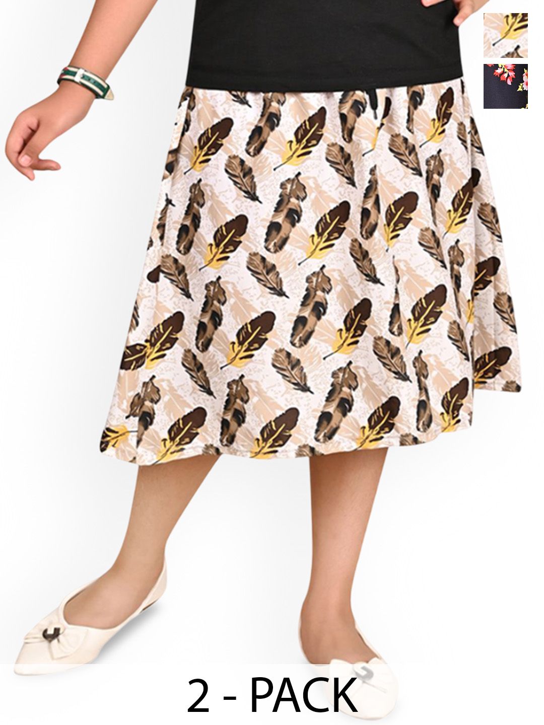 BAESD Girls Pack Of 2 Floral Printed Knee-Length Skirts-picture-33
